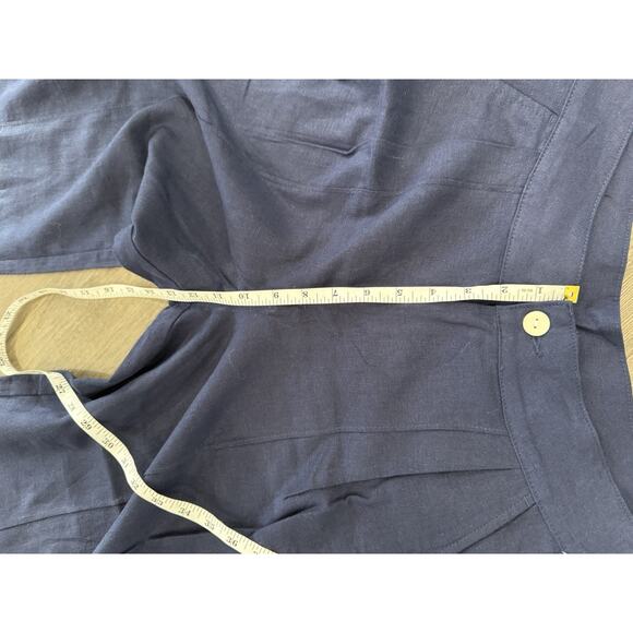 Christian Siriano Linen Blend Wide Leg Trouser Pants Size 6 Navy Blue NWT - Picture 5 of 9